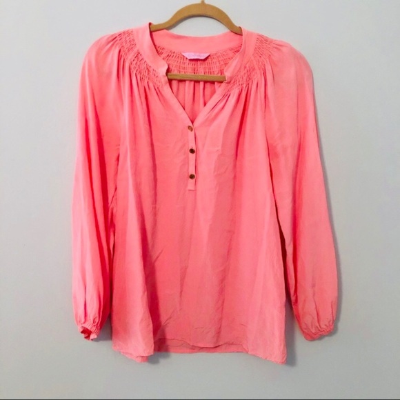 LILLY PULITZER “Elsa” Silk Top in Cheeky Melon - Picture 5 of 11